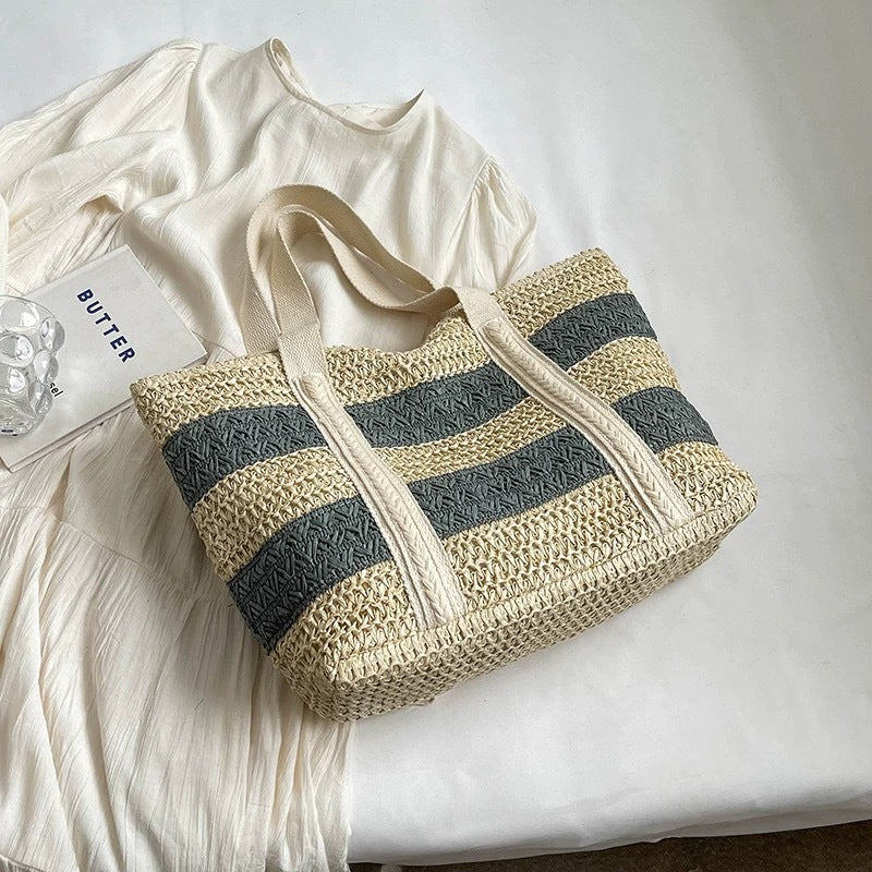 1Handcrafted beach bag with distinctive striped design Miroken