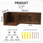 1Wall-Mounted Wooden Toilet Paper Shelf Organizer with Metal Roll Holder and Storage Cubby Miroken