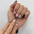 1Artificial Nail Set with Elegant Floral Accents and Stylish Shine Miroken
