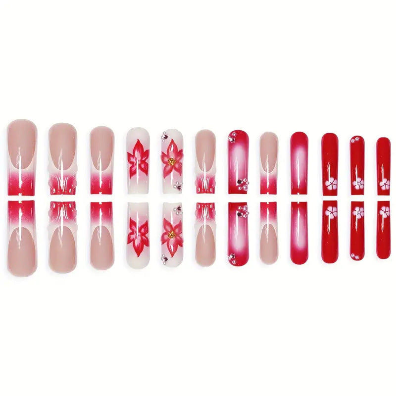 1Floral Nail Art Extensions Miroken