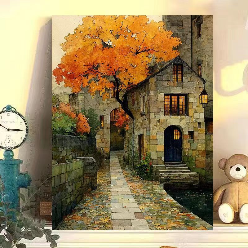 1Vintage European Landscape Canvas Art Print Miroken