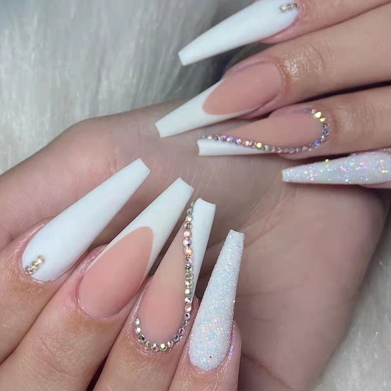 1Artificial Nail Set with Elegant Rhinestone Decorations Miroken