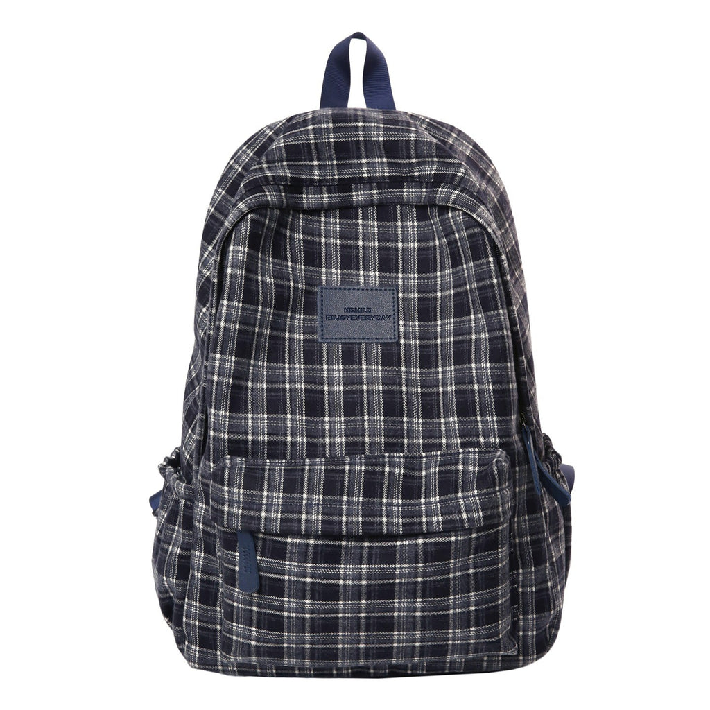 Checked Patterned Casual School Backpack Miroken