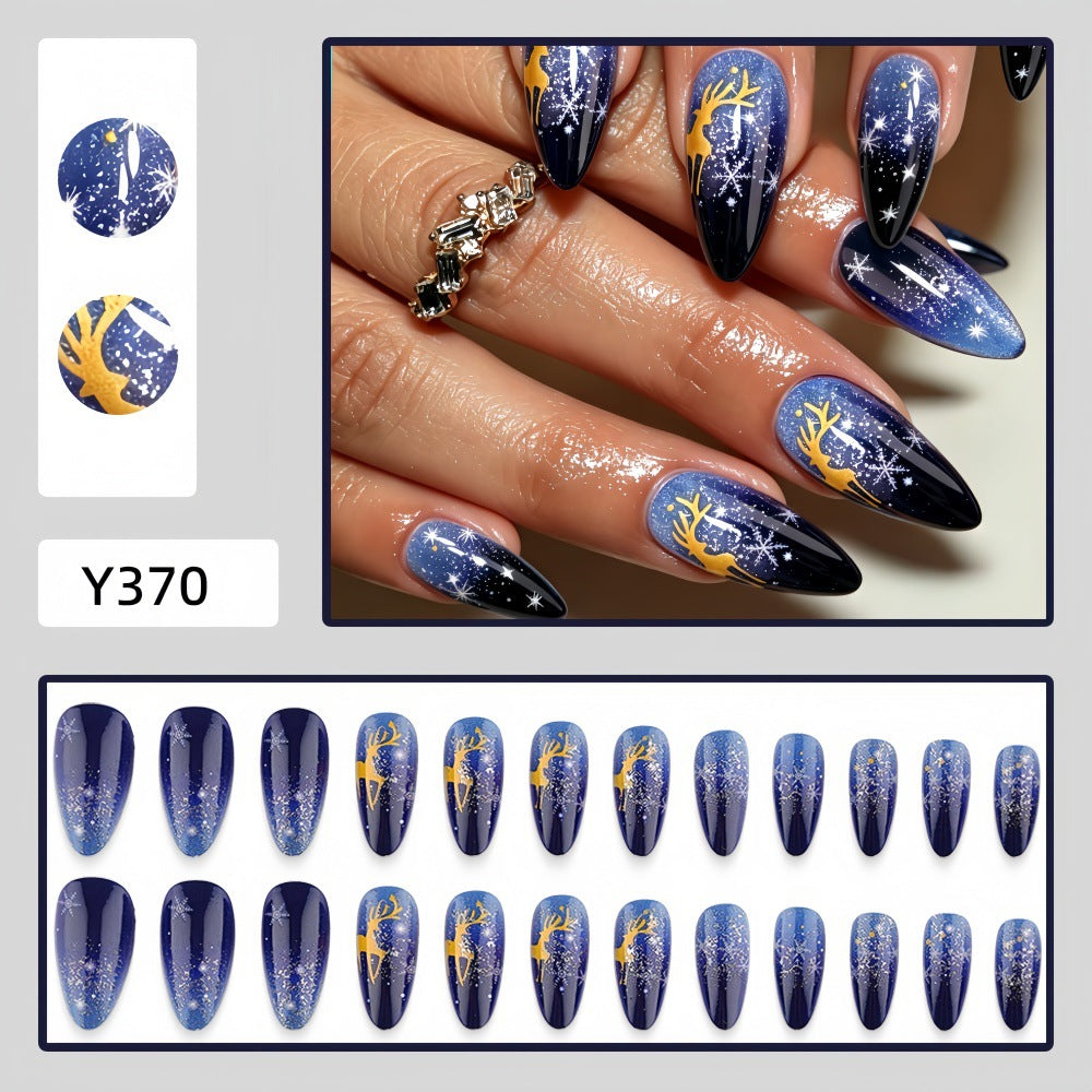 1Artificial Nails in Elegant Winter Design with Sparkling Accents Miroken