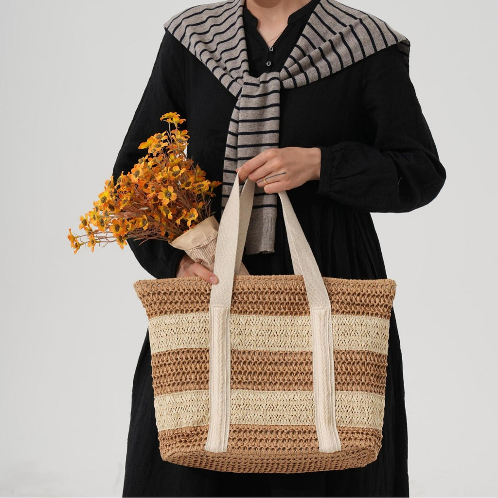 1Handcrafted beach bag with distinctive striped design Miroken