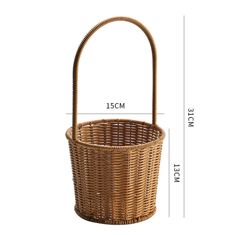 1Decorative Woven Storage Basket with Mushroom Emblem Miroken