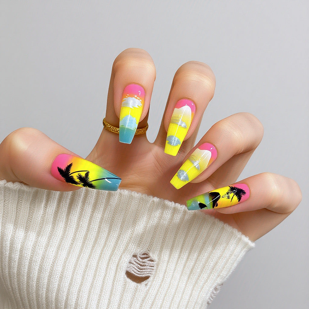 1Nail set with elegant glitter design Miroken