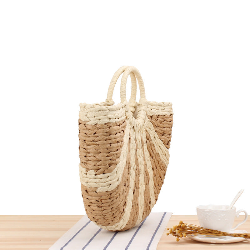 1Elegant Straw Bag with Stiff Handle Miroken