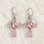 1Heart-Inspired Cross Dangle Earrings Miroken