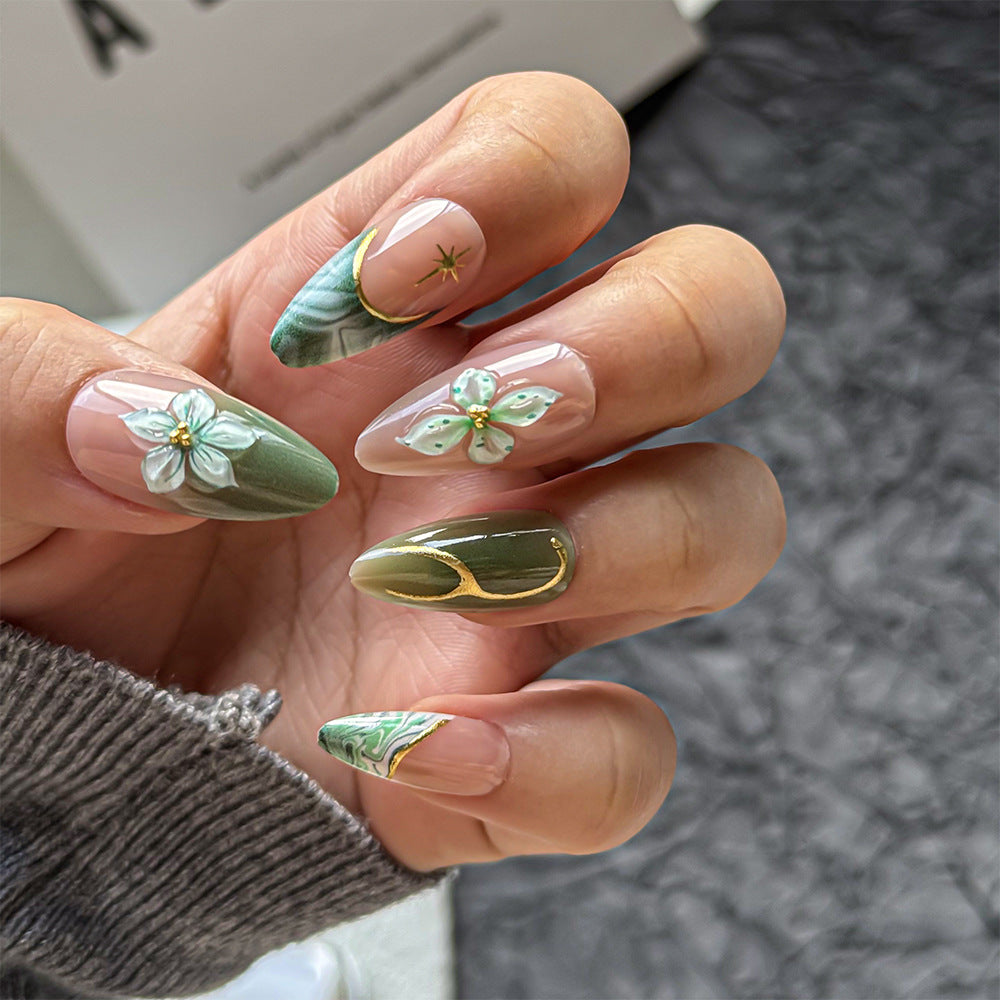 1Elegant Floral-Detail Press-On Nails Miroken