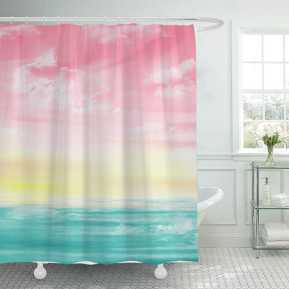 1Scenic Beach-Themed Shower Curtain Miroken