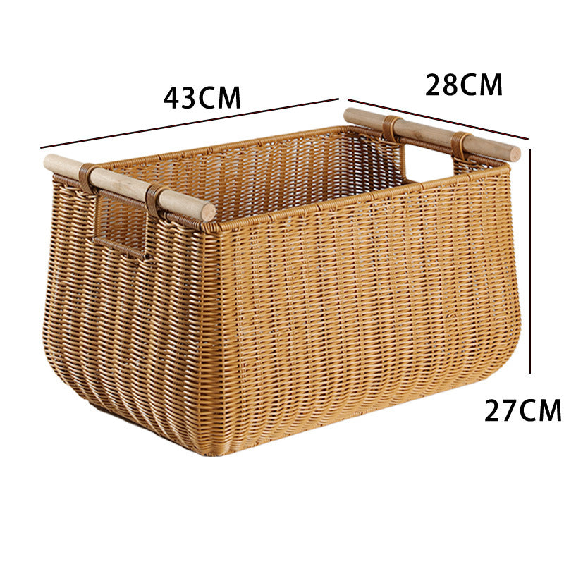 1Large Handwoven Storage Basket with Ergonomic Handles