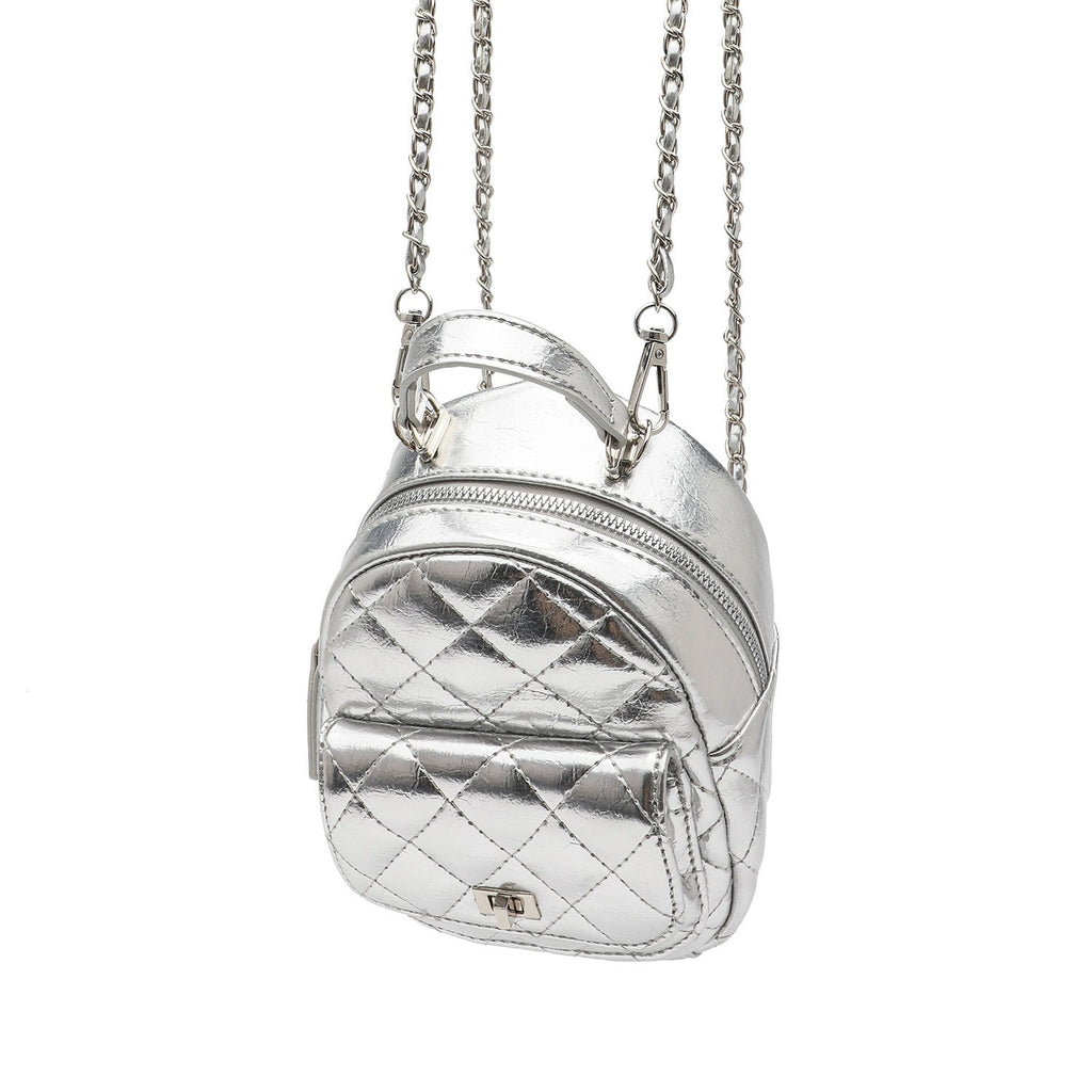 1Quilted Metallic Mini Backpack Miroken