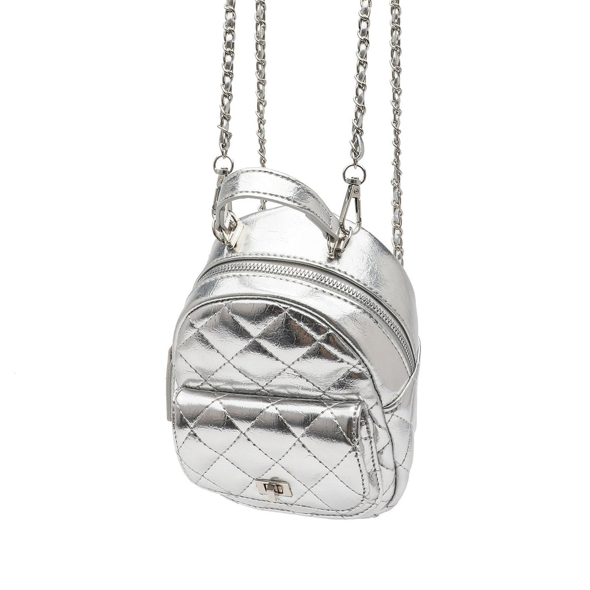 1Quilted Metallic Mini Backpack Miroken