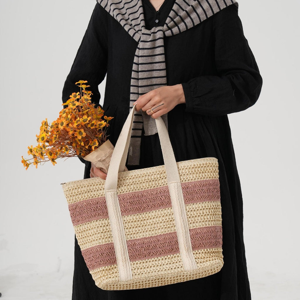 1Handcrafted beach bag with distinctive striped design Miroken