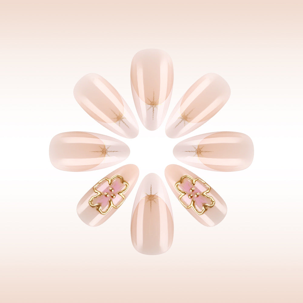 1Elegant Floral Gel Nail Art Miroken