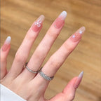 1Artistic Press-On Nail Set with Floral and Glossy Accents Miroken