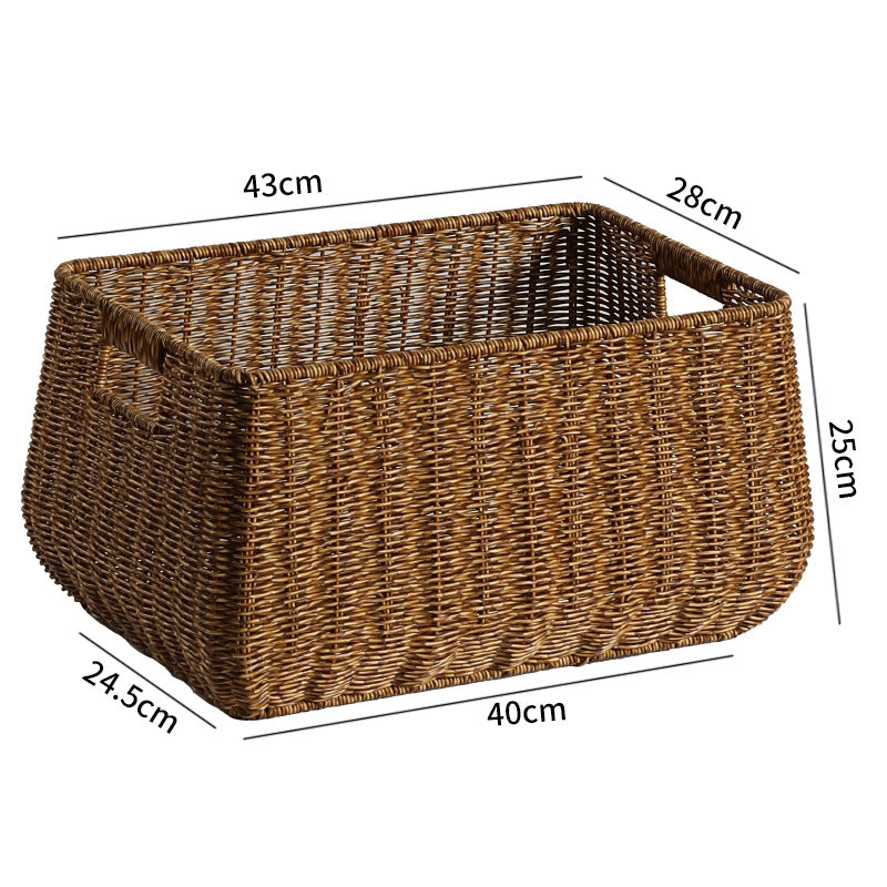 1Large Handwoven Storage Basket with Ergonomic Handles