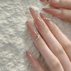 1Artistic Press-On Nail Set with Floral and Glossy Accents Miroken