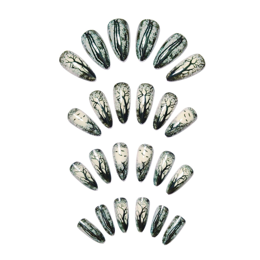 1Art nails with impressive forest motif Miroken