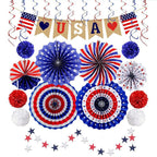 1Unisex multi-piece party decoration set with paper fans pom poms bunting garland Miroken