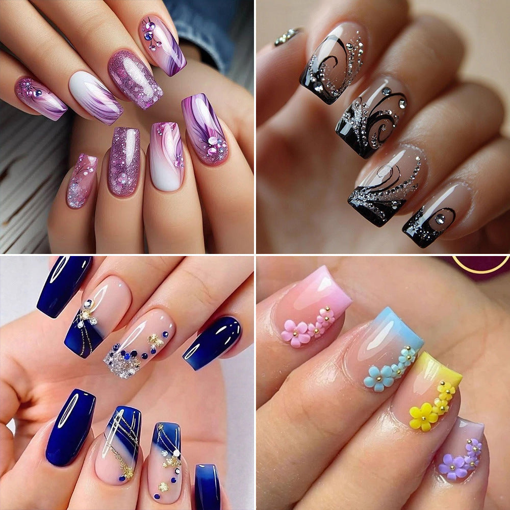 1Artificial nails with floral 3D applications Miroken