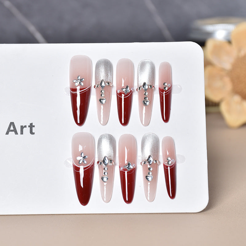 1Decorative Rhinestone-Accented Press-On Nail Extensions Miroken