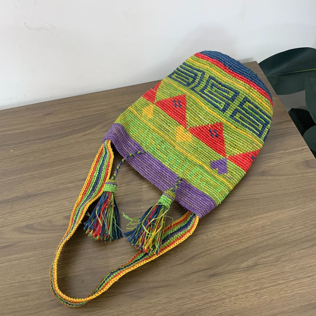 1Handmade tote bag with colorful tassels Miroken