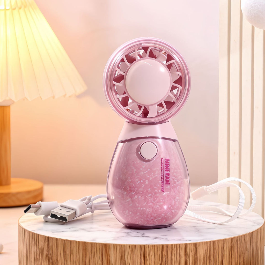 1Ladies portable hand fan with misting air function and cute animal design Miroken