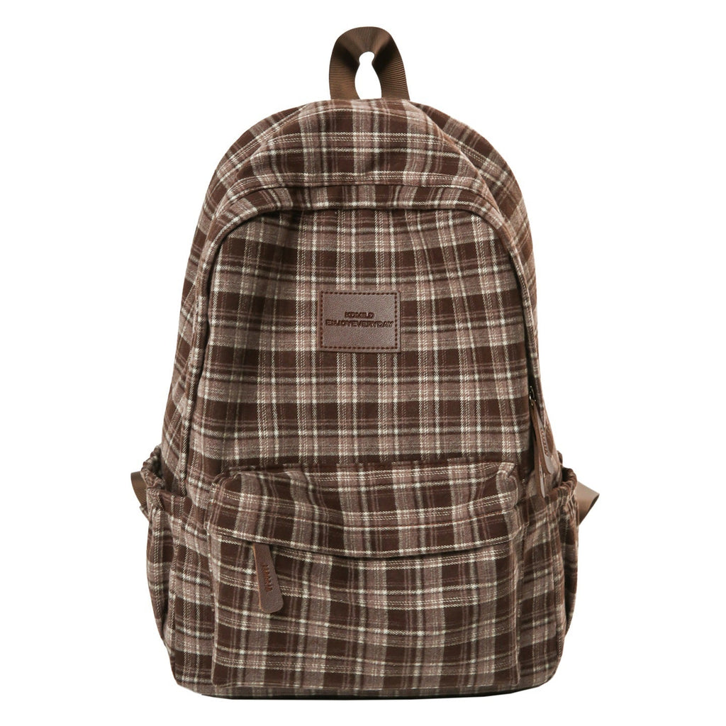 Checked Patterned Casual School Backpack Miroken