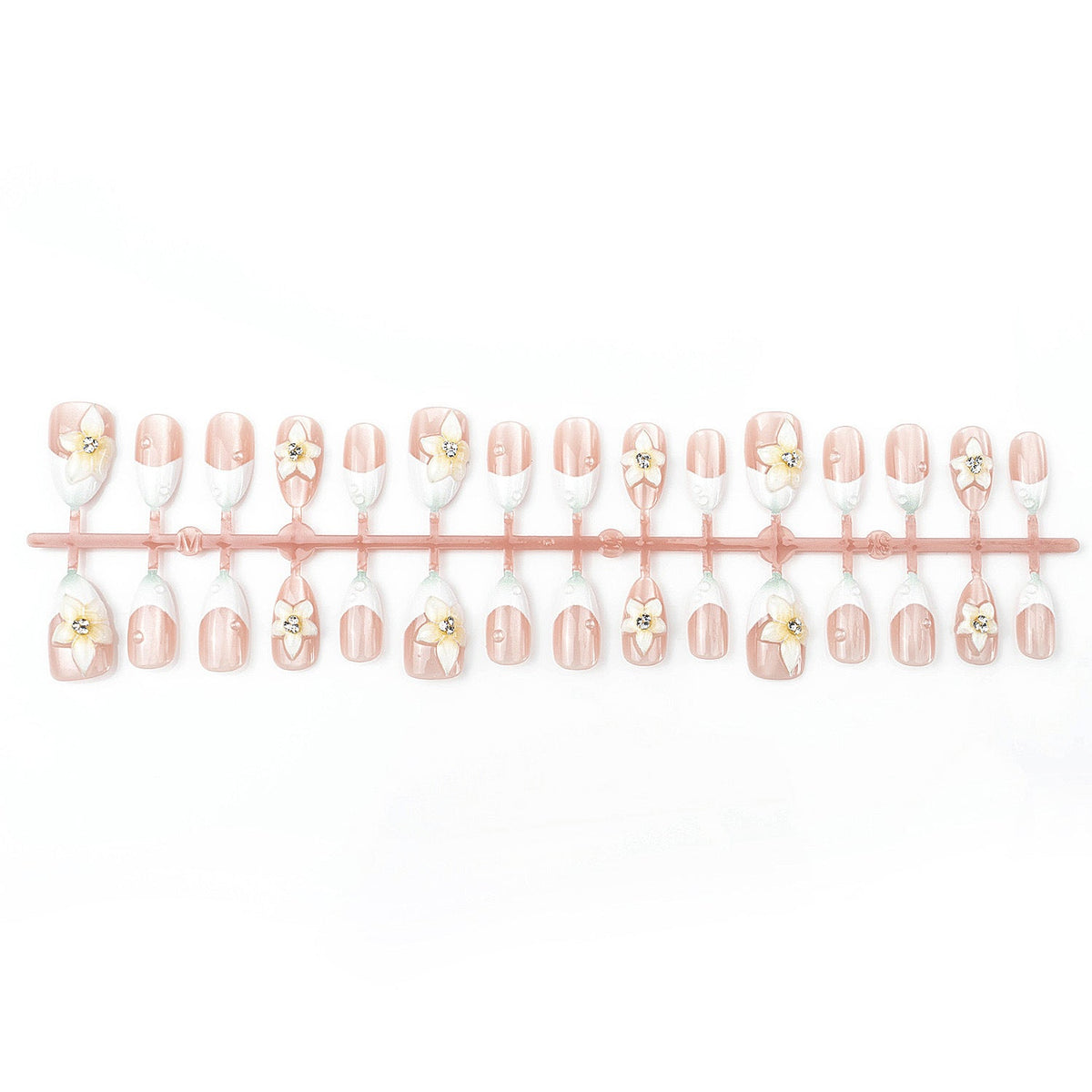 1Premium Decorative Press-On Nail Set with Floral Accents Miroken
