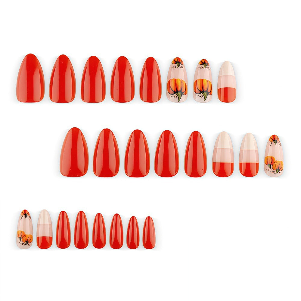 1Artificial nails in autumn pumpkin design Miroken