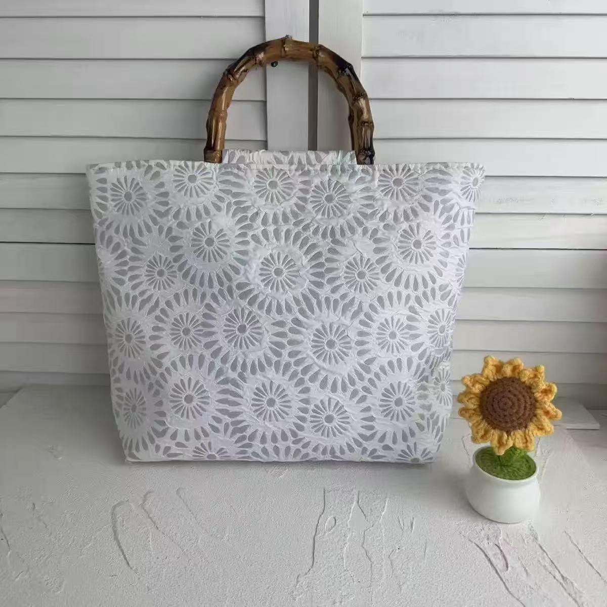 1Exclusive and handcrafted beach bag with bamboo handles Miroken