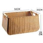1Large Handwoven Storage Basket with Ergonomic Handles
