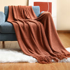 1Textured Fringe Throw Blanket Miroken