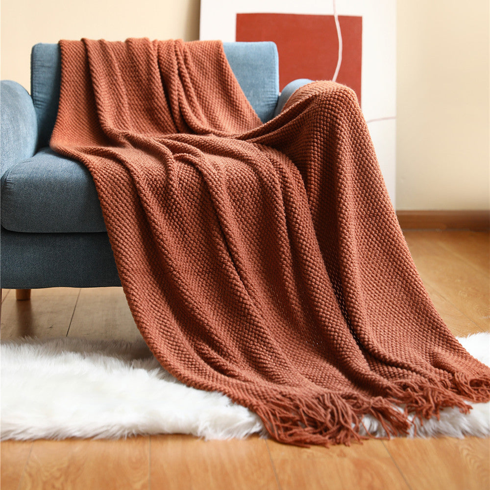1Textured Fringe Throw Blanket Miroken