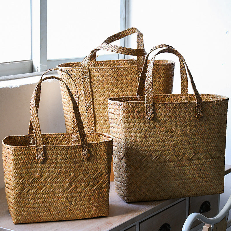 1Premium Handwoven Natural Storage Tote Miroken