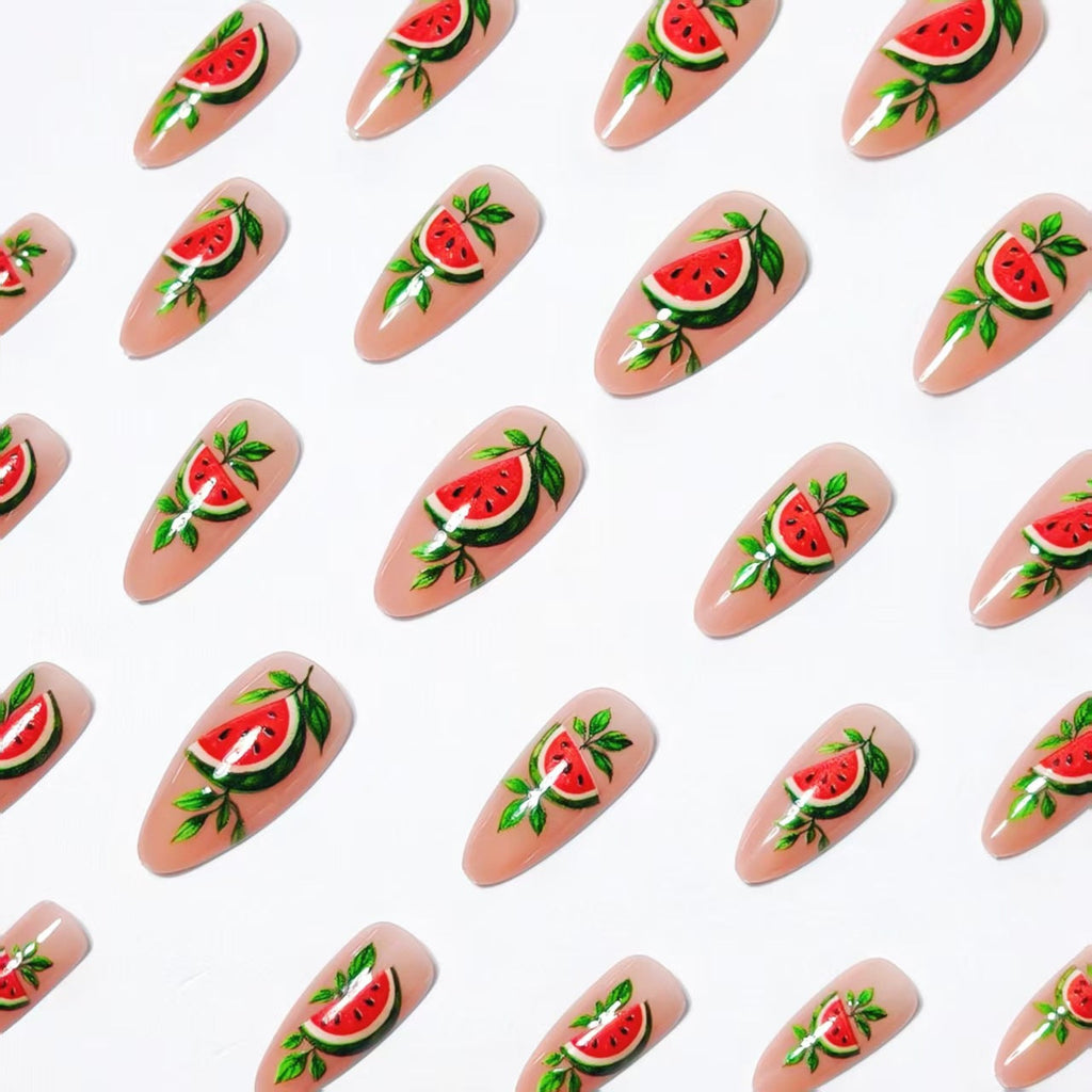 1Artificial nails with cheerful melon design Miroken