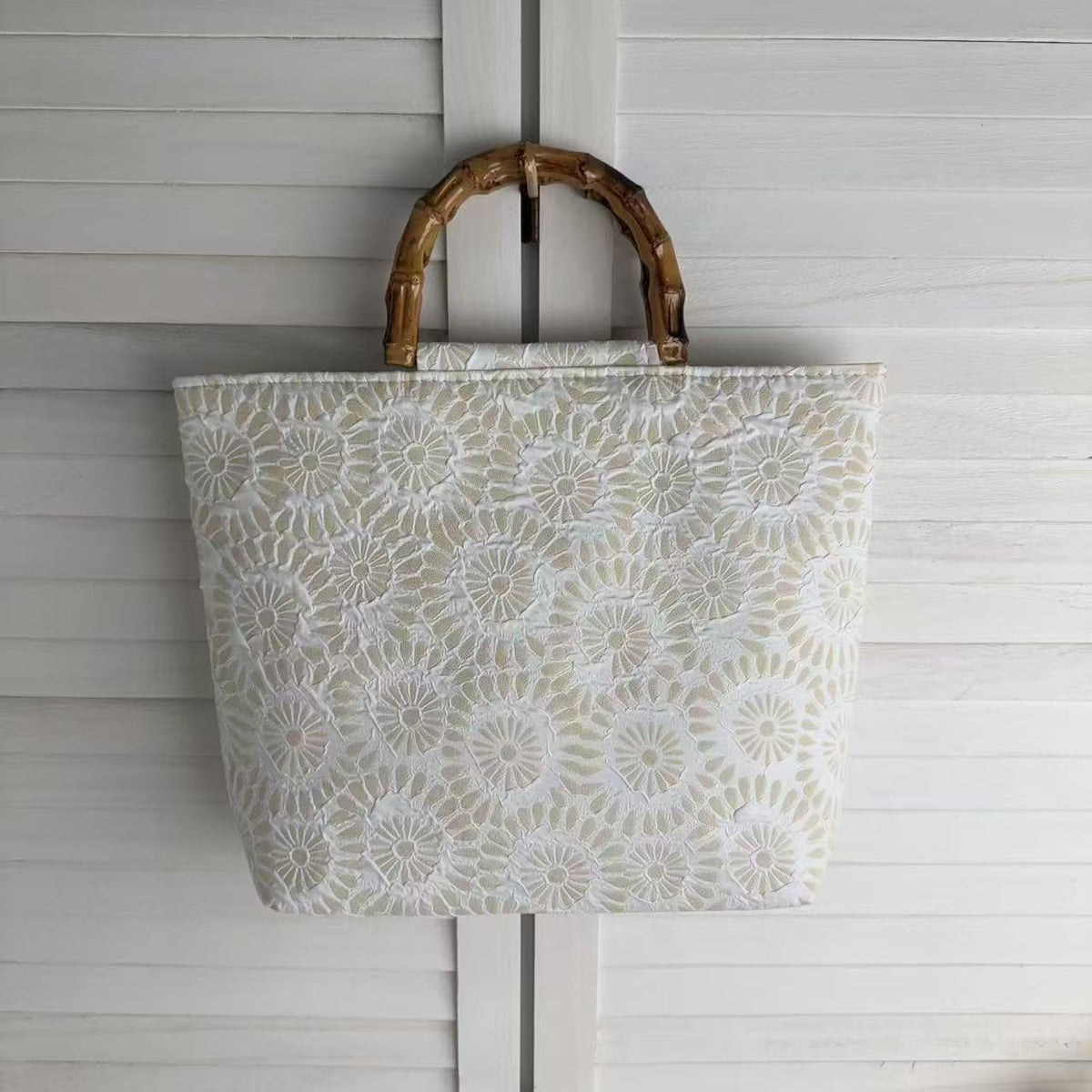 1Exclusive and handcrafted beach bag with bamboo handles Miroken