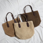 1Generous wicker tote bag with leather handles Miroken