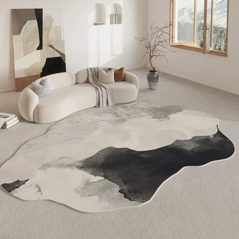 Organic Contour Area Rug | Irregular Design with Non-Slip Backing | Soft Polyester for Living Room Comfort