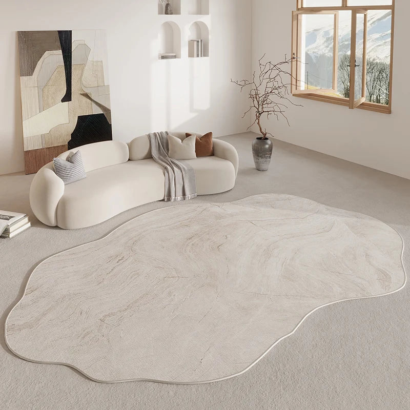 Organic Contour Area Rug | Irregular Design with Non-Slip Backing | Soft Polyester for Living Room Comfort