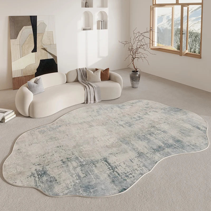 Organic Contour Area Rug | Irregular Design with Non-Slip Backing | Soft Polyester for Living Room Comfort