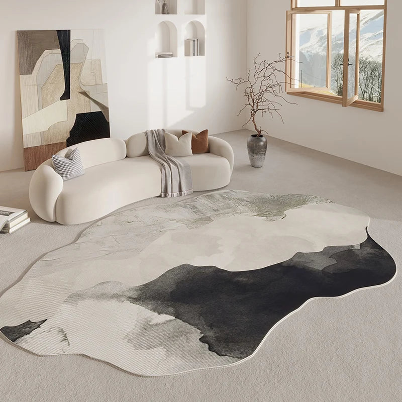 Organic Contour Area Rug | Irregular Design with Non-Slip Backing | Soft Polyester for Living Room Comfort