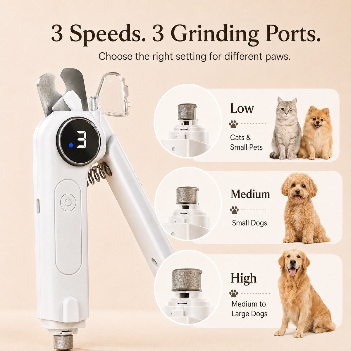 Miroken2-in-1 Pet Electric Nail Clipper & Grinder with LED Light