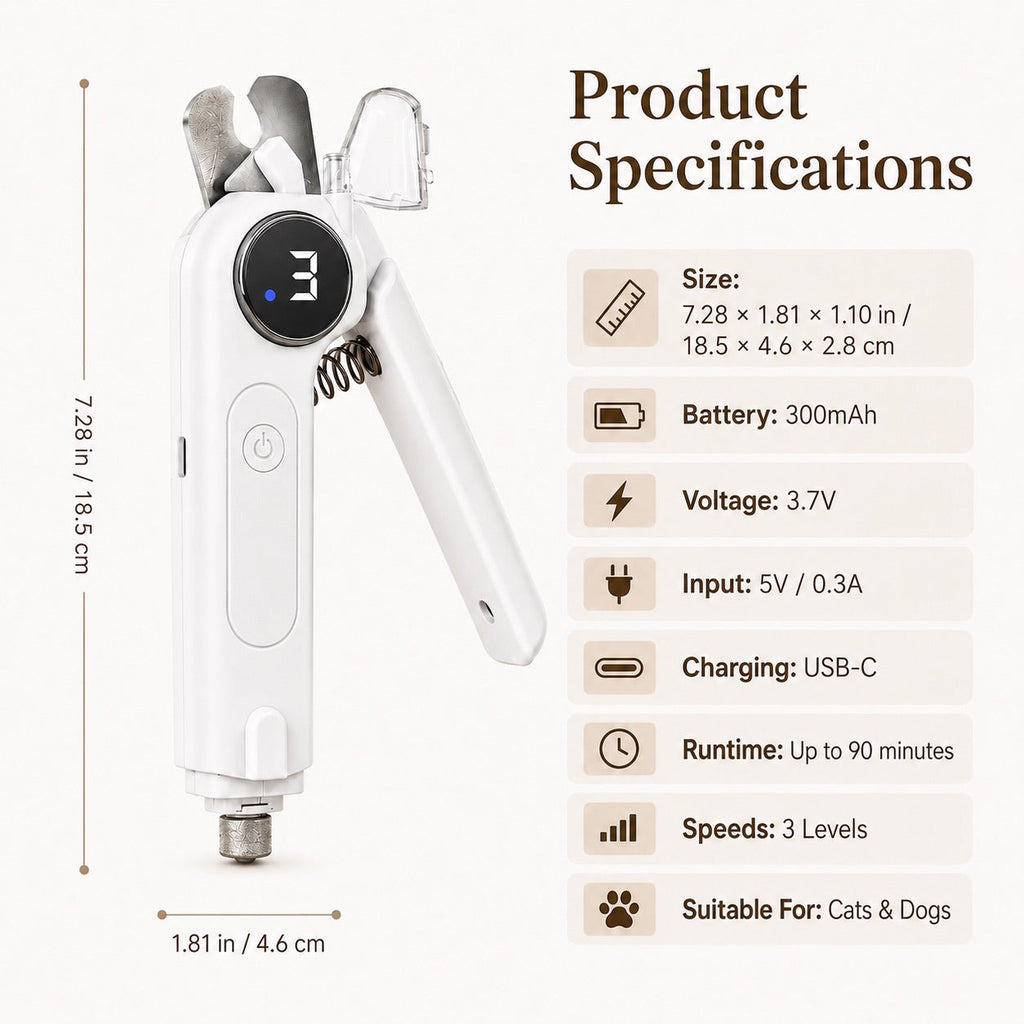 Miroken2-in-1 Pet Electric Nail Clipper & Grinder with LED Light