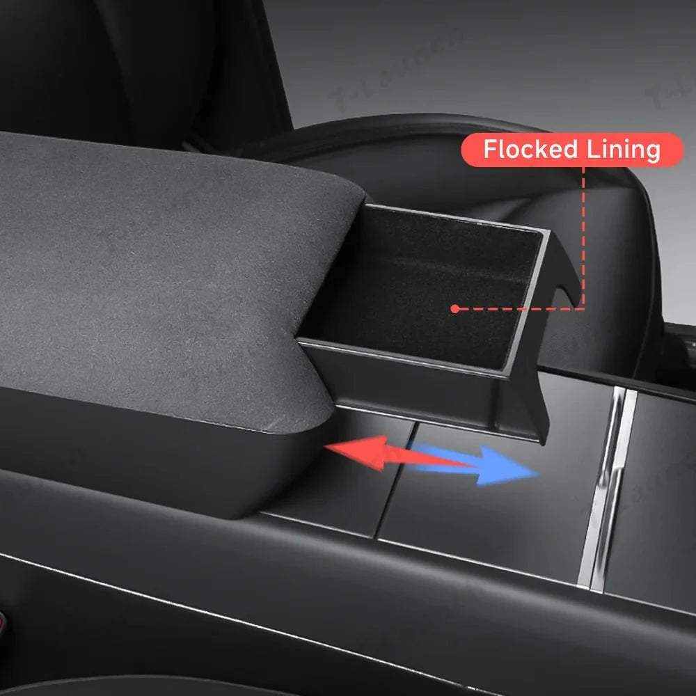Raised Armrest Cover with Hidden Storage for Tesla Model 3 Highland 2024+ / Model Y Juniper 2025+