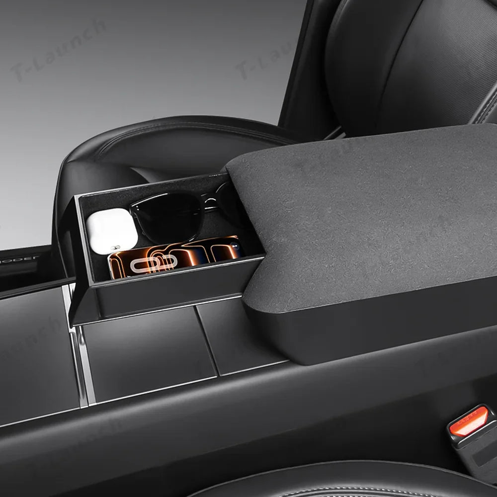 Raised Armrest Cover with Hidden Storage for Tesla Model 3 Highland 2024+ / Model Y Juniper 2025+