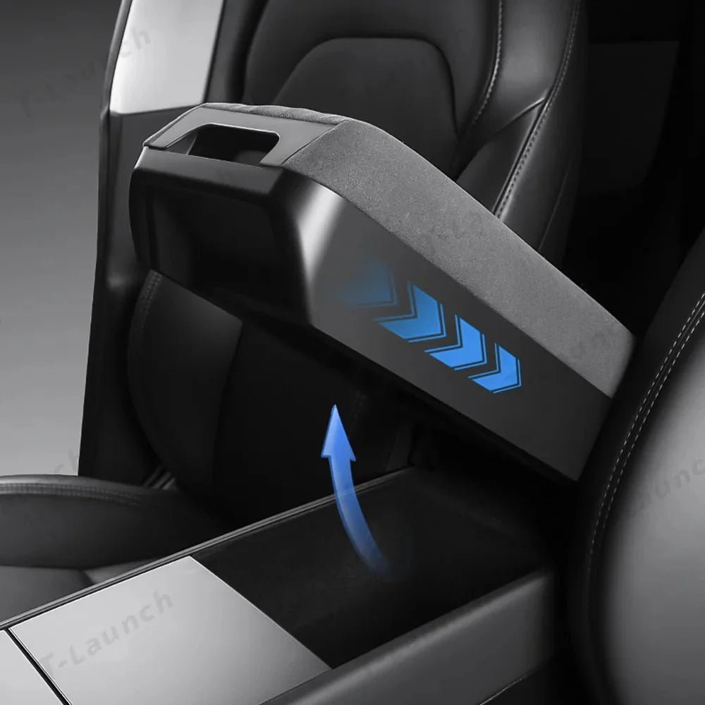 Raised Armrest Cover with Hidden Storage for Tesla Model 3 Highland 2024+ / Model Y Juniper 2025+