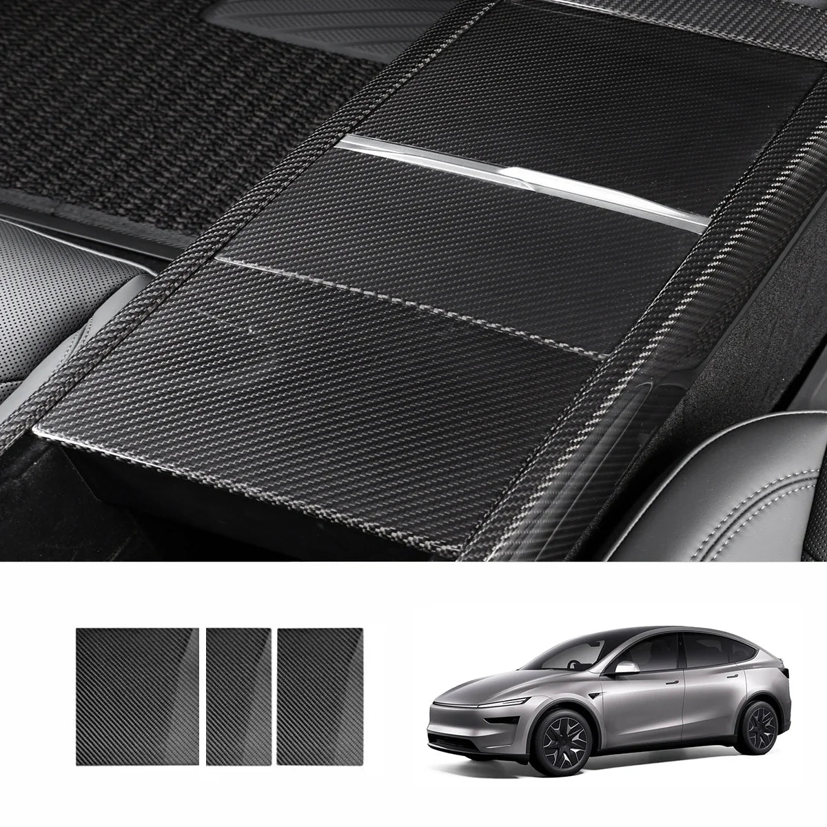 [Real Carbon Fiber] Center Console Panel Cover for Tesla Model YL 2026+